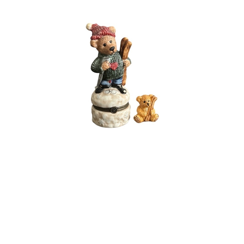Boyds Bears Knut Downhill Racer Porcelain Figure Le Hinged box with small bear